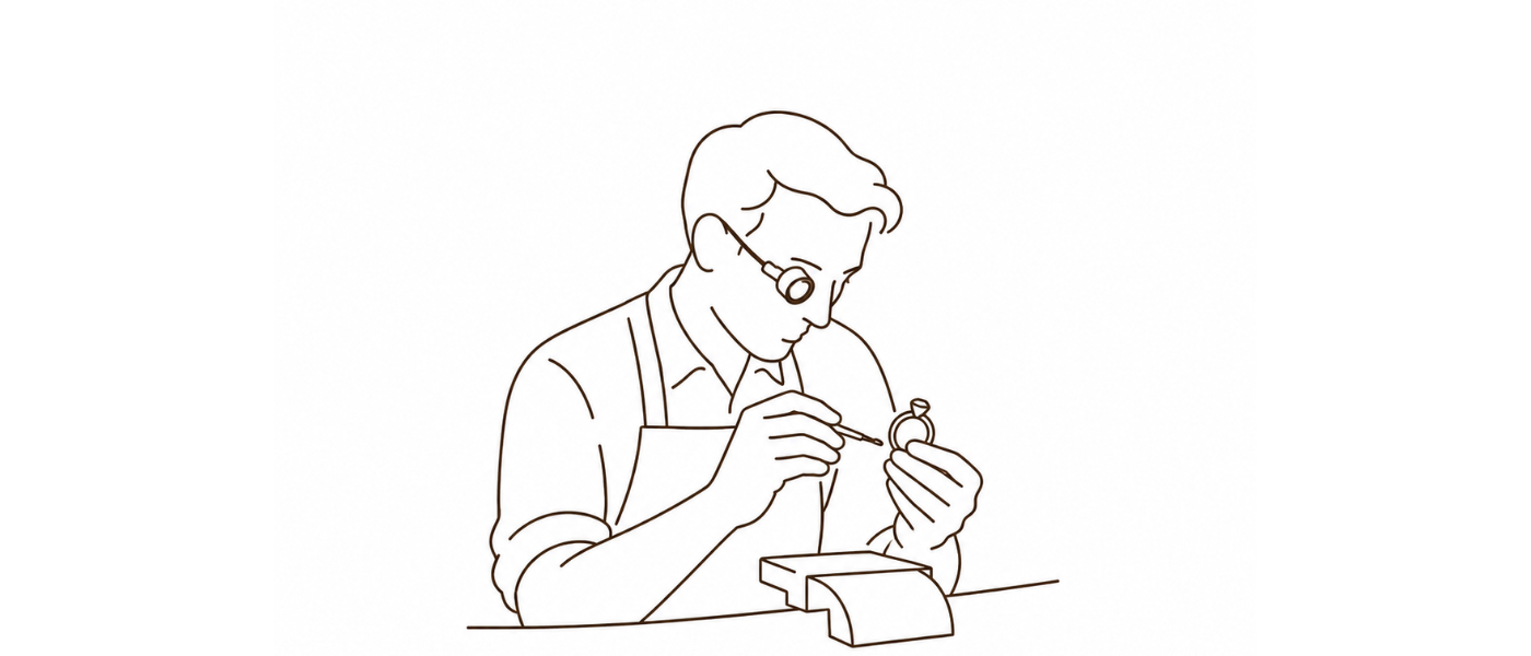 British goldsmith polishing a ring